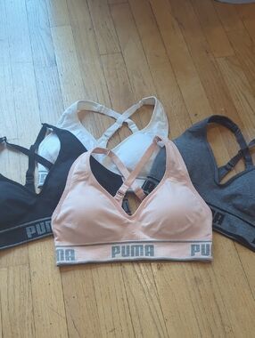 Puma Pink Logo Elastic Sports Bralette
